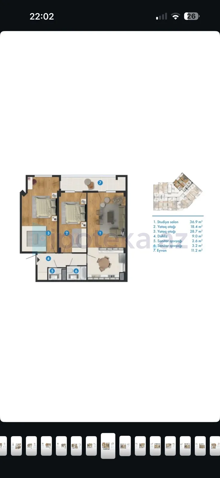 Satılır: 3 Otaq, Yeni tikili, 101.00 m² — Mənzil, Sumqayıt (5)