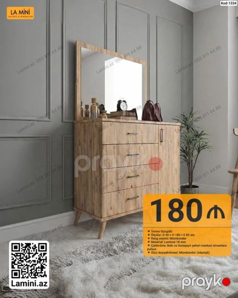 Termo güzgülü komod - Model kodu: 1334 - Ölçülər: Dərinlik 40 sm — Bakı