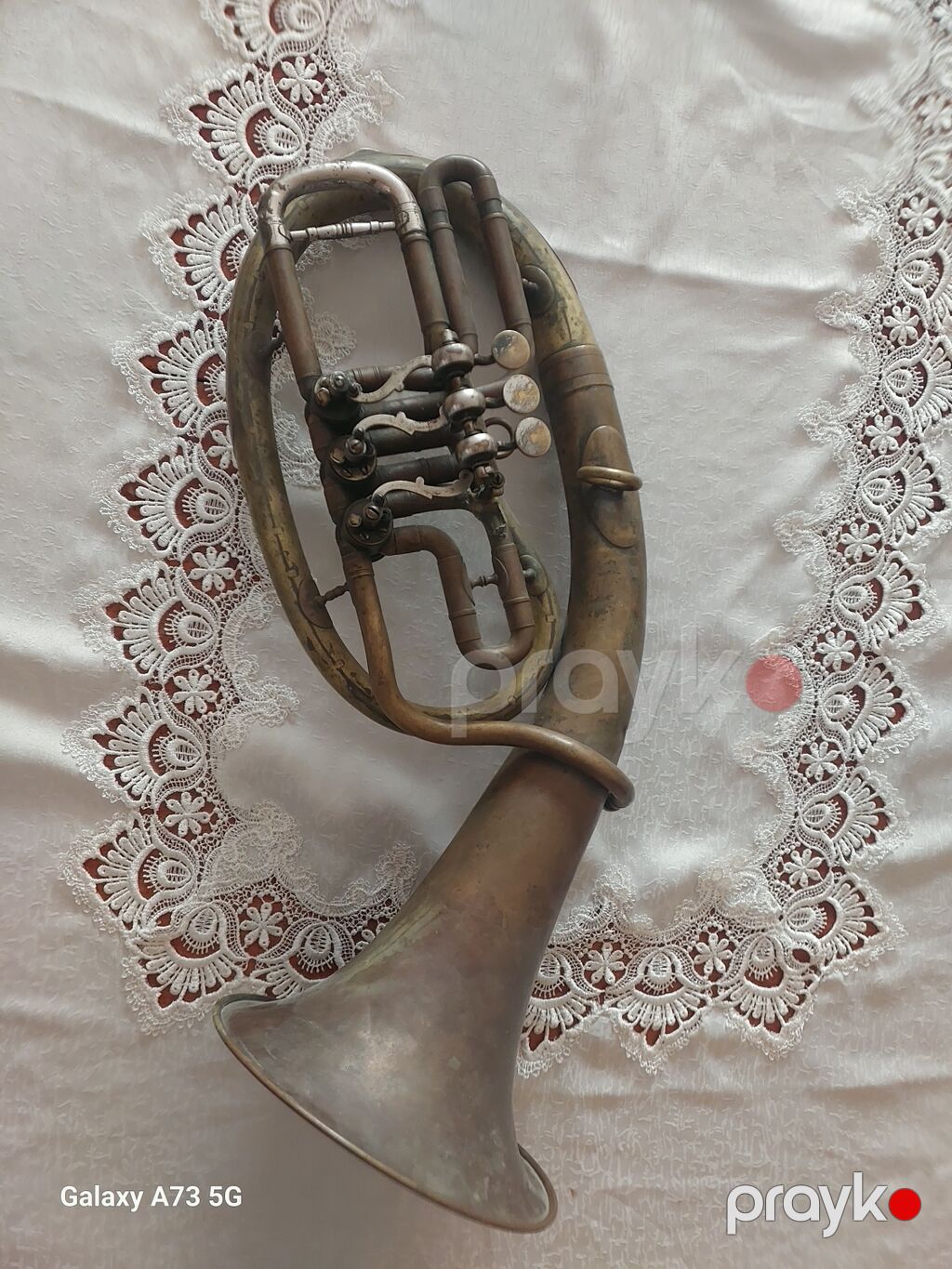 Məhsul: Antik metal nəfəs aləti – oval korpuslu, fleygelhorn/tenor — Musiqiə alətləri, Gəncə (2)