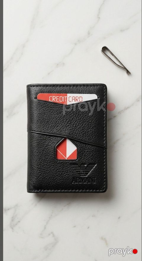 Mexanizmli Emporio Armani kartlı pulqabı - Rəng: qara - Material — Sumqayıt