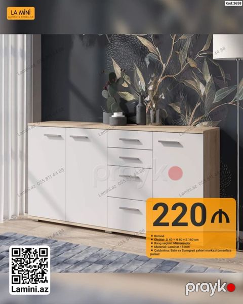 Komod – La Mini - Ölçülər: Dərinlik 40 sm Hündürlük 80 sm En 160 — Bakı