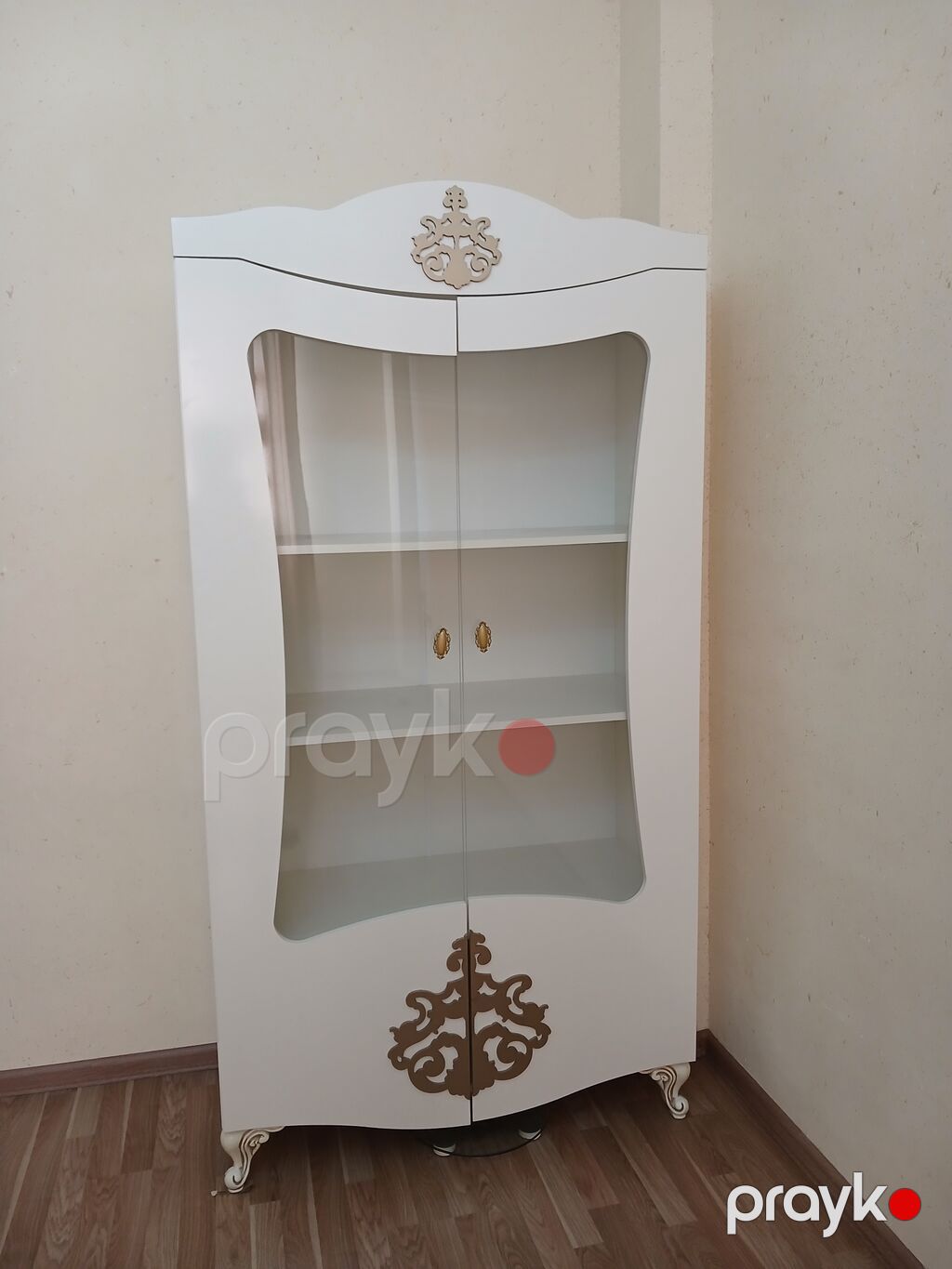 Zərif dizaynlı vitrin şkaf - Material: ağ MDF korpus, şüşə ön qapılar — Vitrini, Bakı