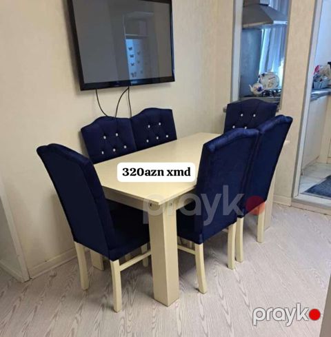 Yemək masası dəsti - Komplekt: 1 ədəd düzbucaqlı masa + 6 ədəd stul — Mehdiabad