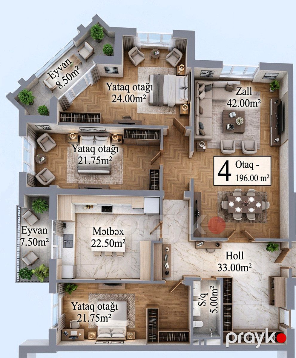 Satılır 4 otaqlı yeni tikili 196 m² — Mənzil, Bakı (2)