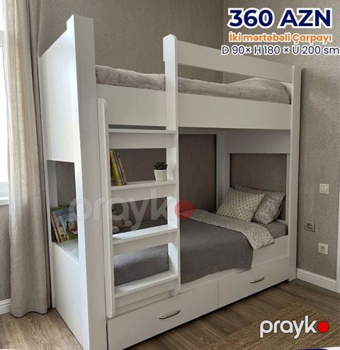 İki mərtəbəli uşaq çarpayısı – 360 AZN Ölçülər: - Dərinlik: 90 sm