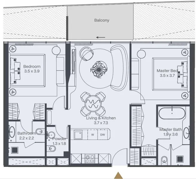 Sea Breeze, 3 otaqlı Yeni tikili satılır - 95.8 m², 21/28 mərtəbə — Mənzil, Bakı (6)
