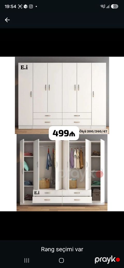 Açılan qapılı iri tutumlu paltar şkafı - Ölçü: 200/240/47 — Mehdiabad