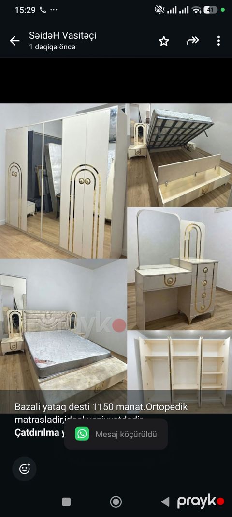 Bazali yataq desti 1150 manat.Ortopedik matrasladir,ideal — Bakı