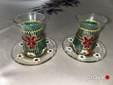 Çay dəsti, rəng - Yaşıl, Şüşə, 2 nəfərlik — Bakı