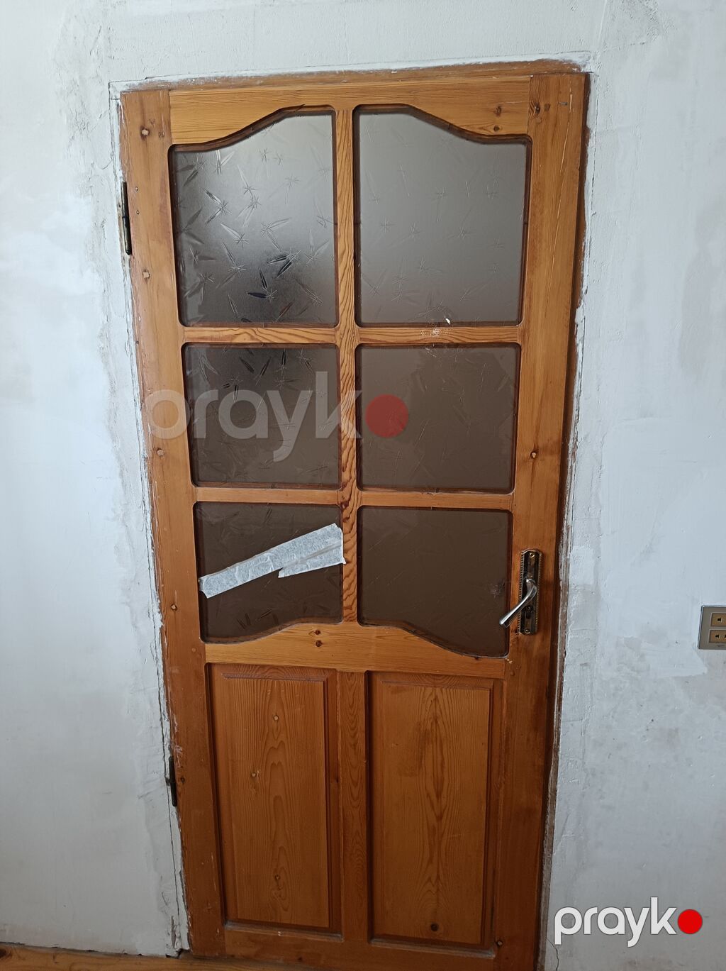 Taxta iç qapı – şüşəli model - Material: təbii ağac (şam). - Dizayn — Pəncərələr, qapılar, balkonlar, Fatmayı (2)
