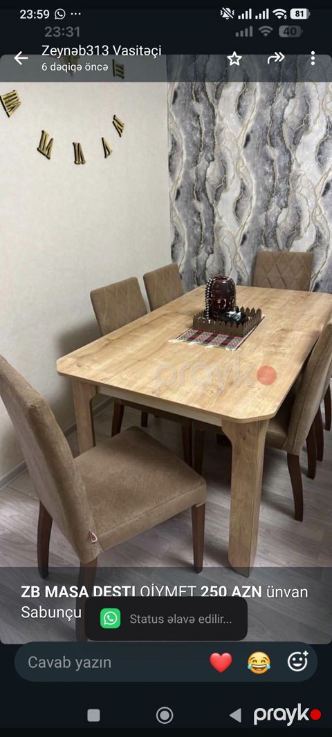 *ZB* *Masa Destı* Qiymet *250 AZN* ünvan Sabunçu — Bakı