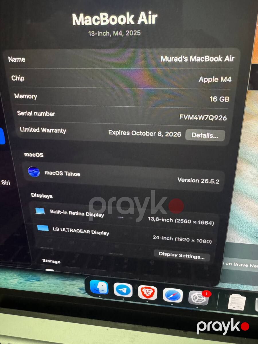 Apple Macbook Air 13 M4 2025 16 ram 256 SSD — Noutbuklar, Bakı (4)