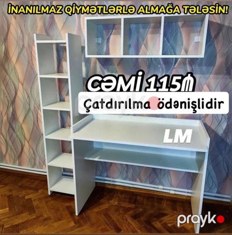 Düz masa, Stulsuz, Polkalı, Siyirməsiz, Sadə laminat — Mehdiabad