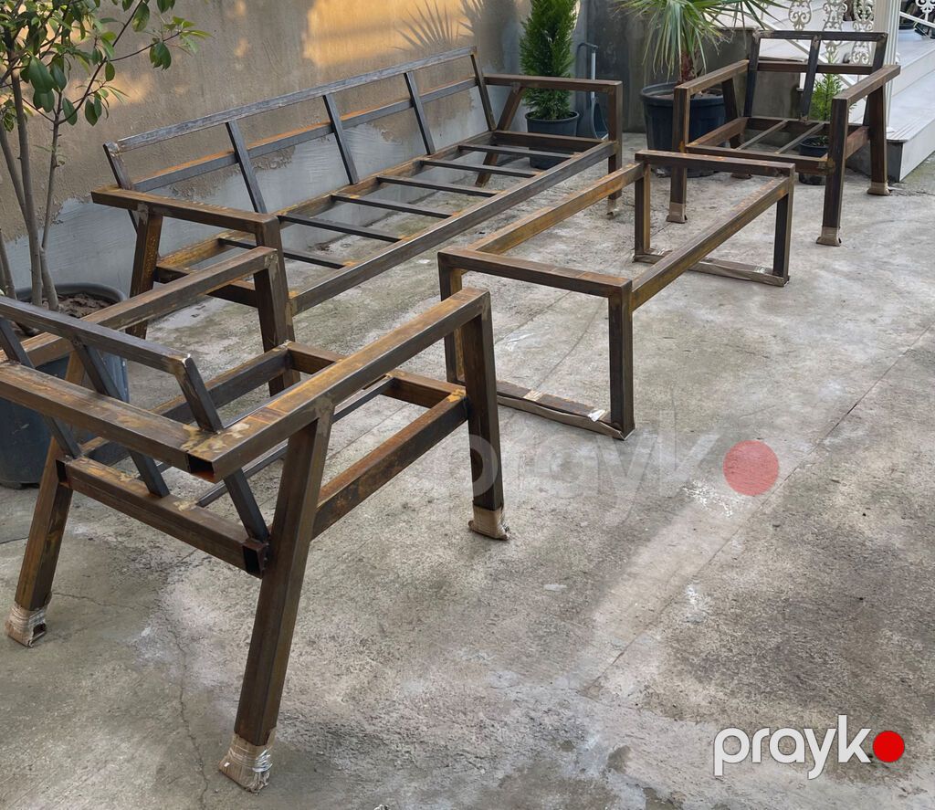Bağ üçün divan kreslo dəsti 40/60 profilə yığılıb çox möhkəmdir qiymət — Mobilya dəstləri, Gəncə (2)