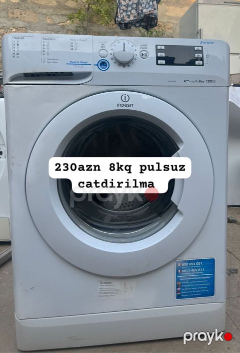 Indesit Innex önyükləməli paltaryuyan maşın - Tutum: 8 kq - Sıxma — Bakı
