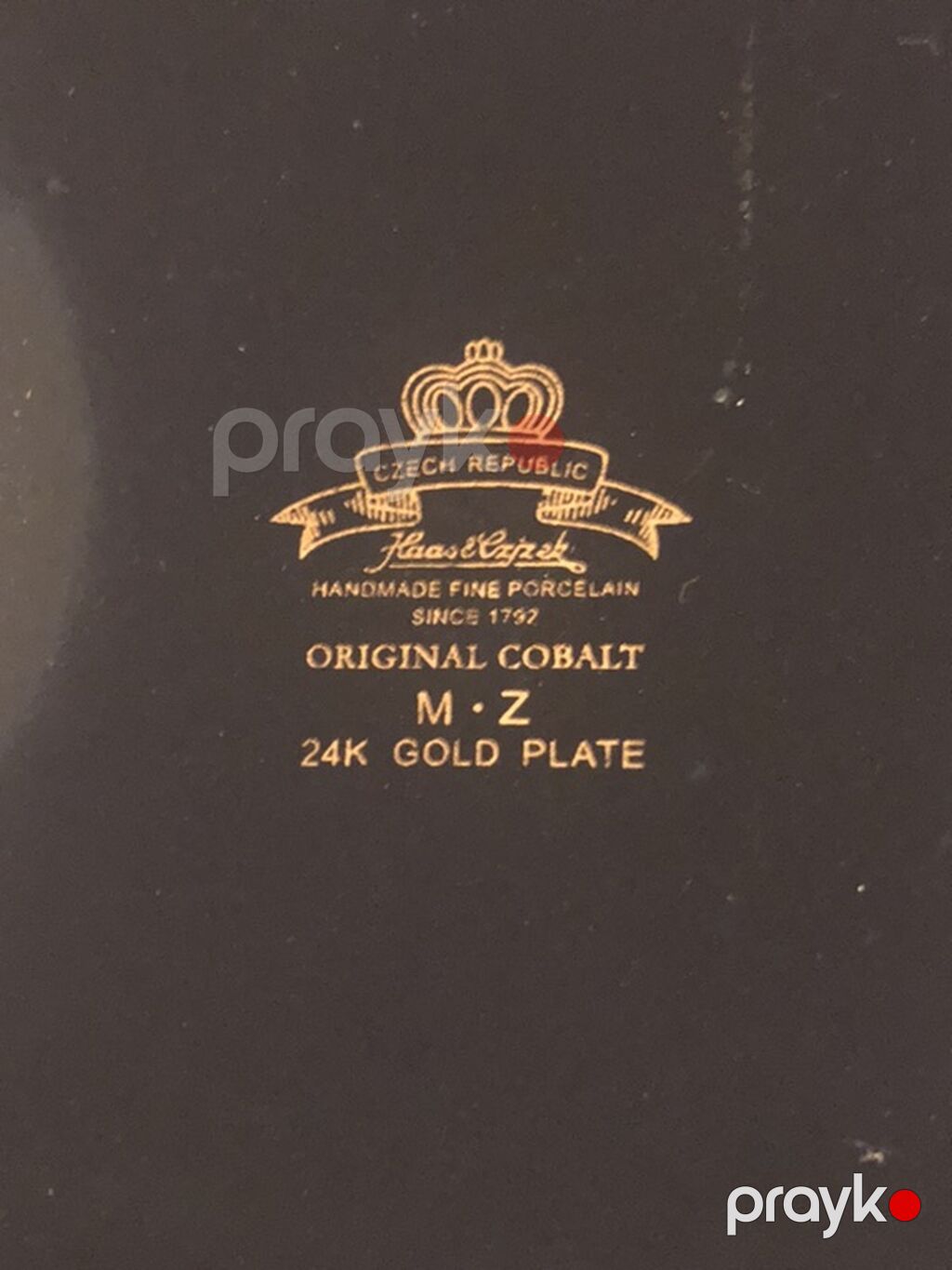 Çexiya Kobalt Vaza — Haas & Czjzek (24K Gold Plate) 24 eyar qızıl — Süfrə qabı, Bakı (4)