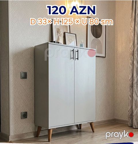 Qiymət: 120 AZN Ağ rəngli, 2 qapılı şkaf - Ölçülər: Dərinlik 33 sm — Mehdiabad