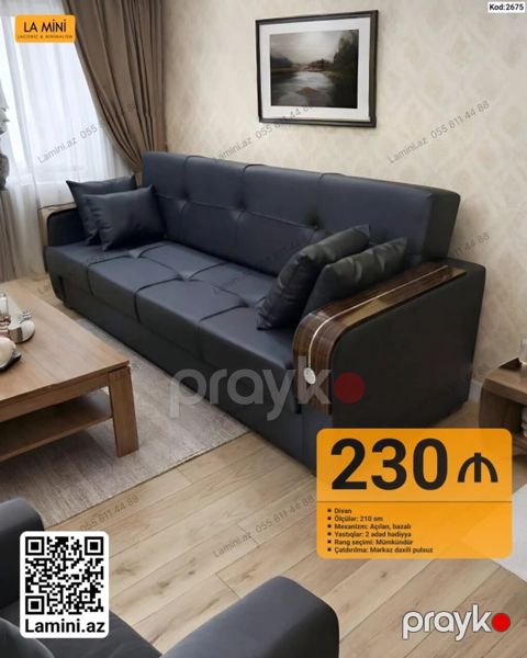 Məhsul: Divan (Kod: 2675) - Ölçü: 210 sm - Mexanizm: Açılan, bazalı — Bakı