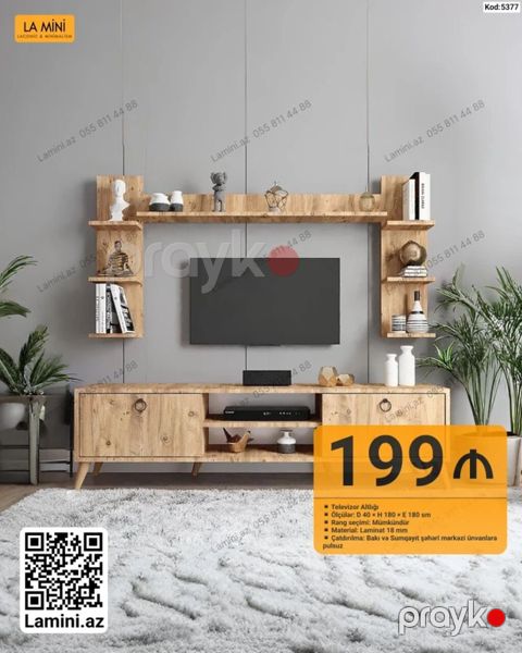 Televizor altlığı və üst rəf dəsti – La Mini (Kod: 5377) - Ölçülər — Bakı