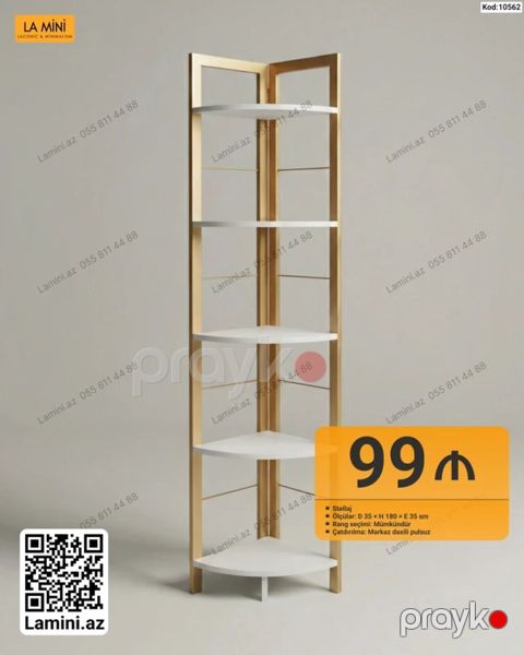 Stellaj – künc üçün çoxrəfli model - Ölçülər: D 35 H 180 E 35 sm — Bakı