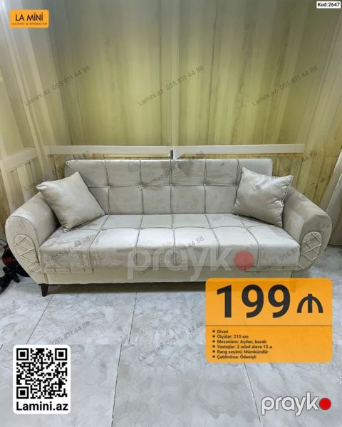 Məhsul: Divan (Kod: 2647) - Ölçü: 210 sm - Mexanizm: açılan, bazalı — Bakı