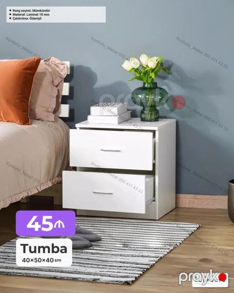 Tumba – 40×50×40 sm - İki çekməcəli komod/tumba, yataq otağı üçün — Bakı