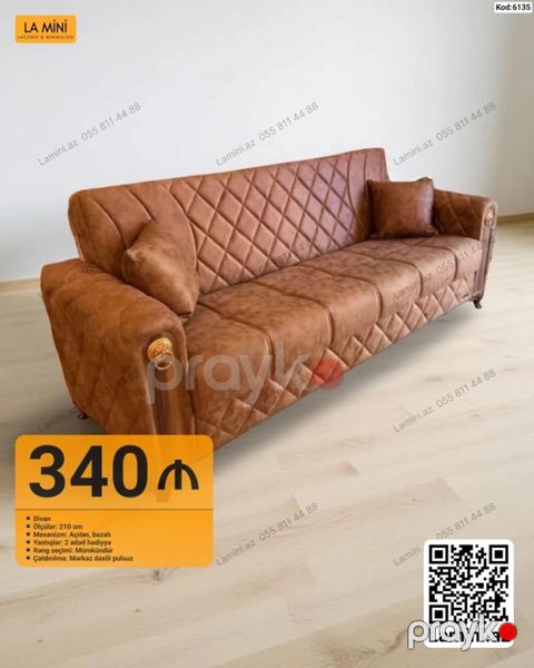 Məhsul: Divan (Kod: 6135) - Ölçü: 210 sm - Mexanizm: Açılan, bazalı — Bakı
