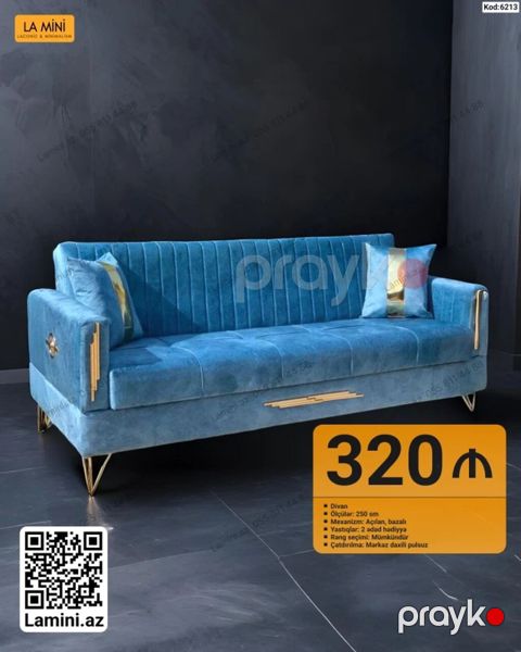 La Mini divan - Ölçü: 250 sm - Mexanizm: açılan, bazalı (yataq — Bakı