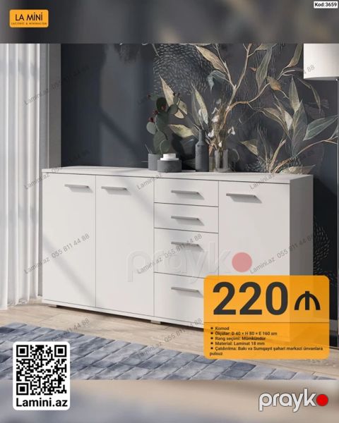 Minimalist dizaynda komod - Modell: LA Mını (Kod: 3659) - Ölçülər — Bakı