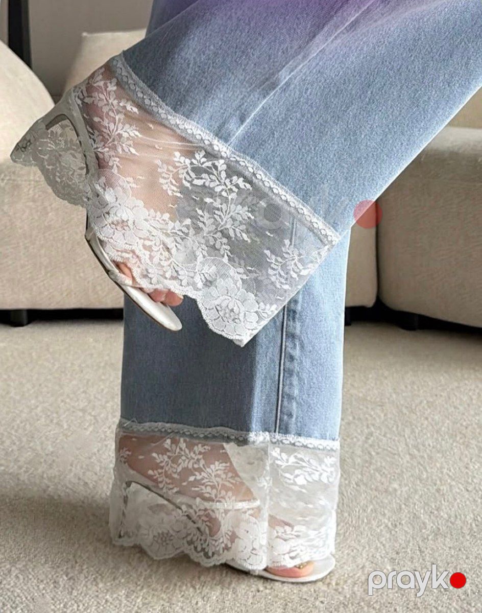Lace Trim Wide-Leg şalvarı — Geyim, ayakkabı, aksesuarlar, Bakı (2)
