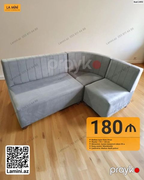 Mətbəx üçün künc divan – Kod: 2493 - Ölçü: 170 x 120 sm - Mexanizm — Bakı