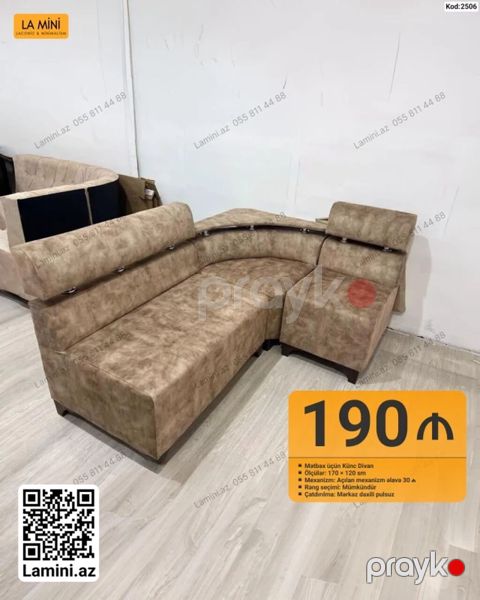 Mətbəx üçün künc divan - Ölçü: 170 120 sm - Mexanizm: Açılan — Bakı