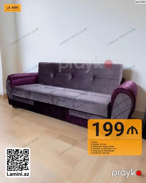 Məhsul: Divan (Kod: 2656) - Ölçü: 210 sm - Mexanizm: Açılan, bazalı — Bakı
