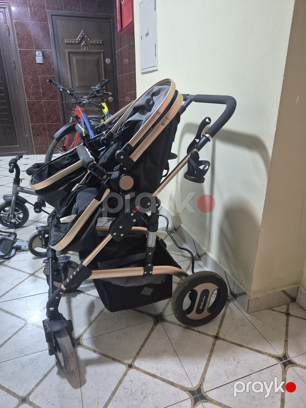 İkiuşaqlı uşaq arabası + uşaq üçtəkərli velosiped dəsti İkiuşaqlı — Arabalalar, Bakı (2)