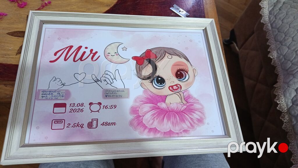 Personalizə olunan körpə doğum tablosu – çərçivəli dekor - Dizayn — Şəkillər, plakatlular və çərçivələr, Sumqayıt (3)