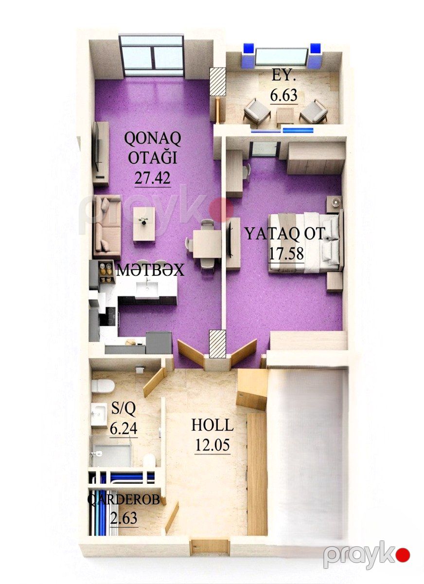 Satılır 2 otaqlı yeni tikili 73 m² — Mənzil, Bakı (2)