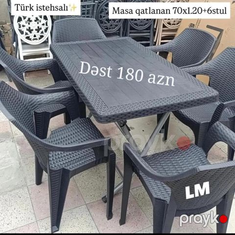 Türk istehsalı bağ‑balkon dəsti - Masa: qatlanan model, ölçüsü 70 x — Digah