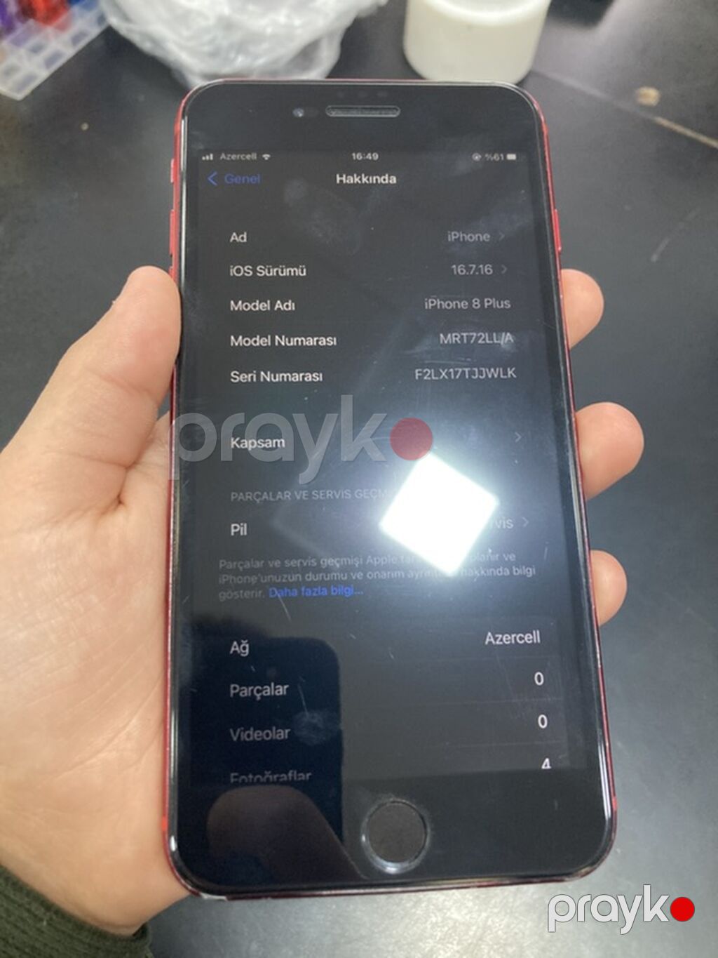 IPhone 8 Plus, Qırmızı, Barmaq izi — Apple iPhone, Xaçmaz (3)