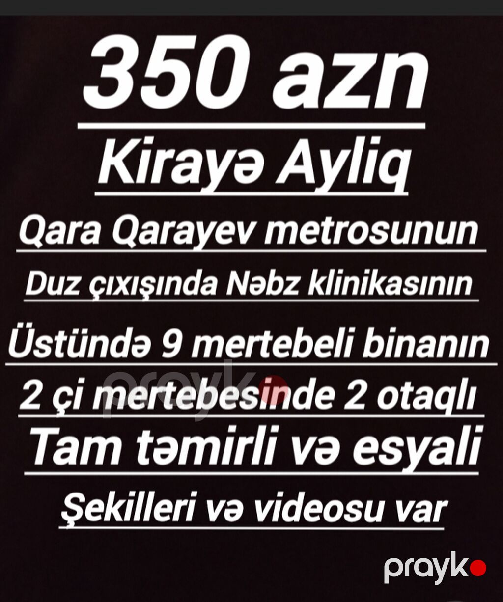 Salam ev uzunmüddətli verilir. 077_309_43_53.Qara Qarayev metrosunun — Mənzil, Bakı