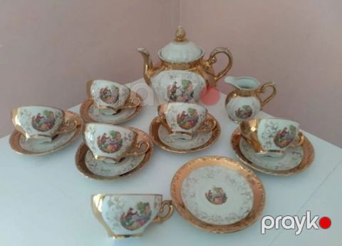 Çay dəsti, rəng - Qızılı, Farfor, Almaniya — Bakı