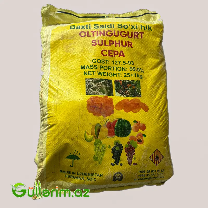 Kənd Təsərrüfatı Kükürdü (Oltingugurt/Sulphur) – 99.9%, 25 kq — Bakı