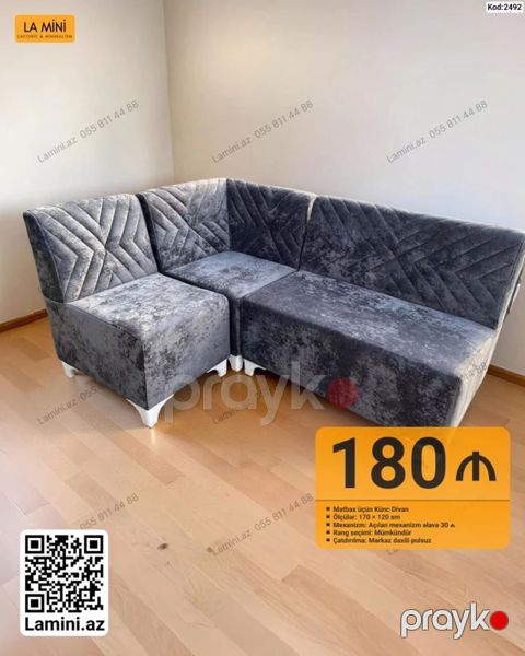 Mətbəx üçün künc divan - Model: La Mini (Kod: 2492) - Ölçülər: 170 — Bakı