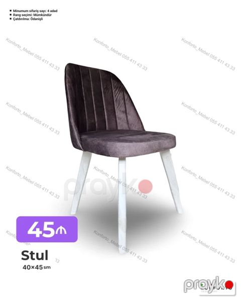 Stul – 40×45 sm Yumşaq, rahat oturacaq və arxalıq Düz xətli — Bakı