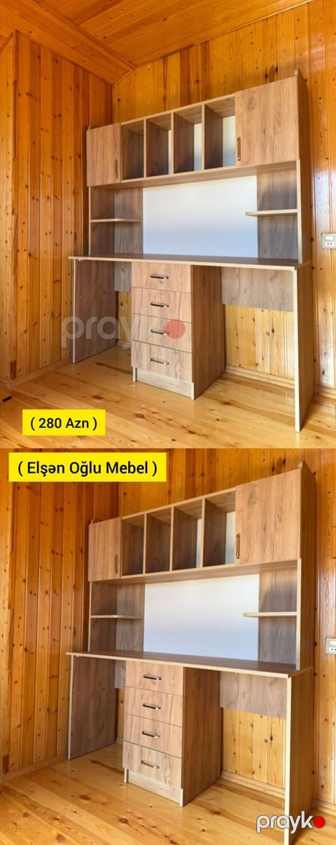 Düz masa, Stulsuz, Polkalı, Siyirməli, Rusiya, Teksturalı laminat — Bakı
