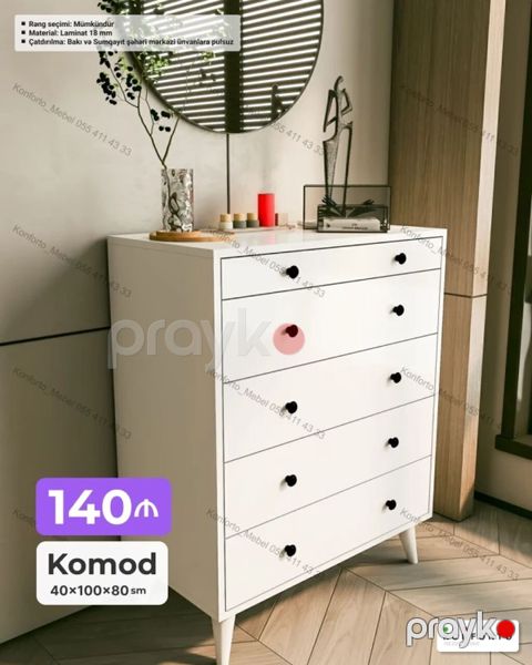 Məhsul: Ağ komod - Ölçülər: 40 100 80 sm - Material: 18 mm — Bakı