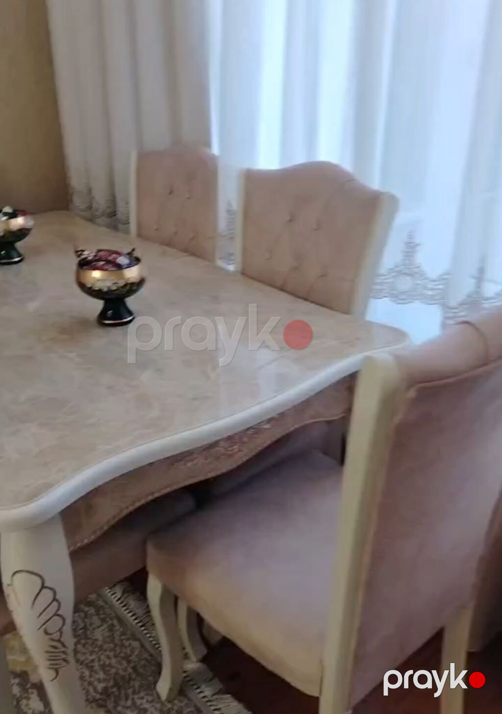 Qonaq otağı üçün, İşlənmiş, Açılan, Dördbucaq masa, 6 stul — Masalar və stullar, Saray (4)