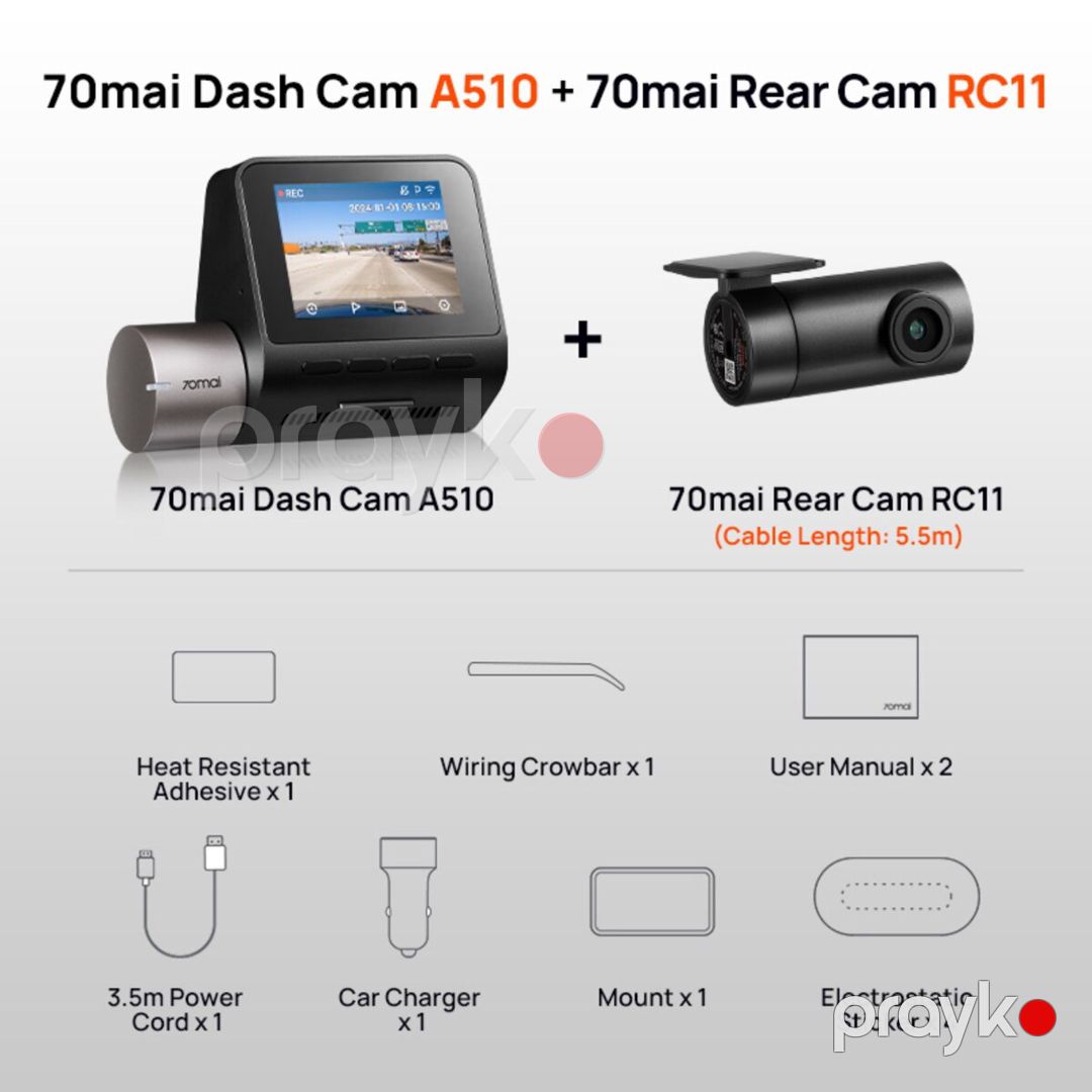 Videoqeydiyyatçı "70mai Dash Cam A510-1 Set" — Ehtiyat hissələri və aksesuarlar, Bakı (2)