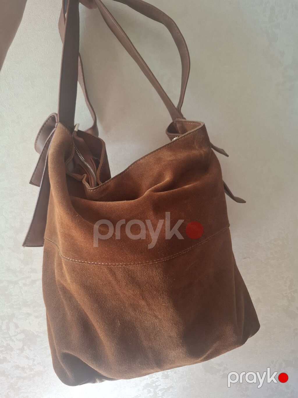 Qəhvəyi süet çiyin çantası marka Derimod - Material: Süet gövdə, alt — Çantalar, çamadanlar, cüzdanlar, Bakı (3)