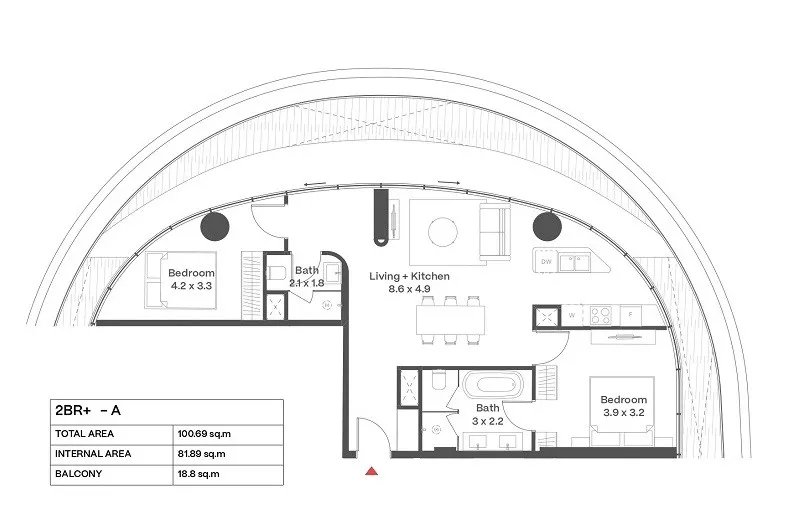 Nardaran, 3 otaqlı Yeni tikili satılır - 102 m², 28/26 mərtəbə — Mənzil, Bakı (4)