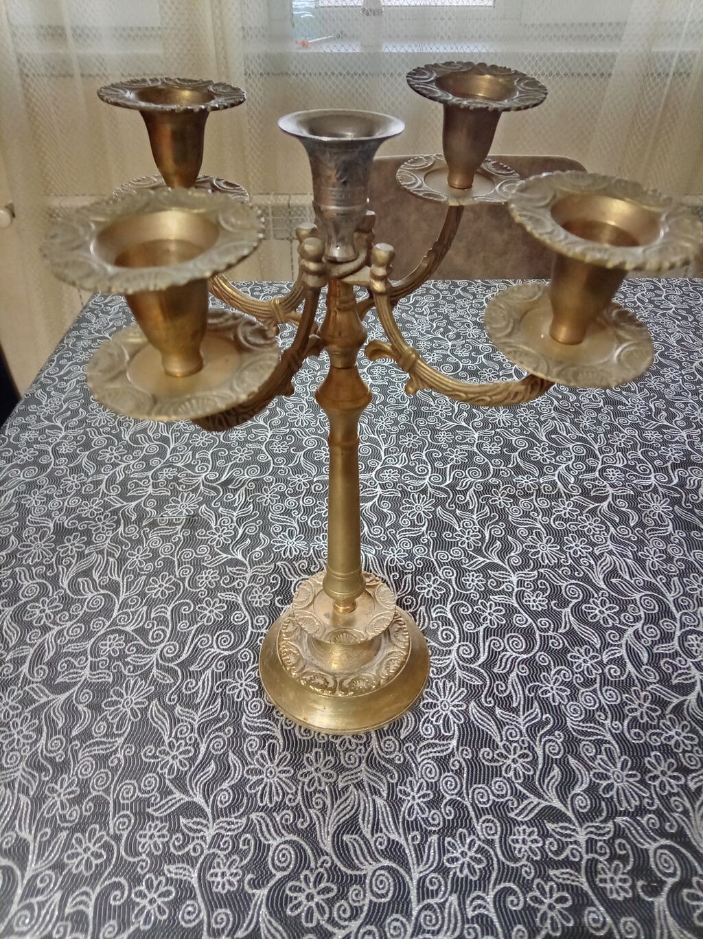 Metal şamdan – 5 qollu, klassik dizayn - Material: tökmə metal — Eviniz üçün ətirləri, şamlar və şam tutacaqları, Mehdiabad (2)